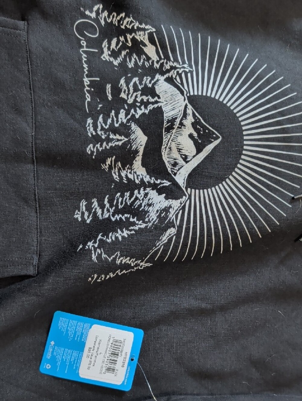 Columbia Black Pullover Hoodie with Mountain Sunburst Graphic - Picture 5 of 5